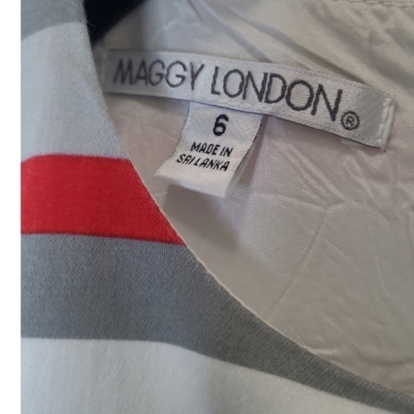 Maggie London Striped A Line Dress Multi Color Size 6 - Picture 3 of 12